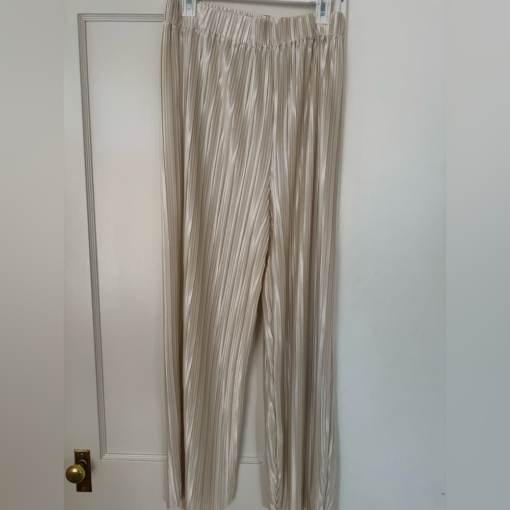 Cream Pleated (Plisse) Pants